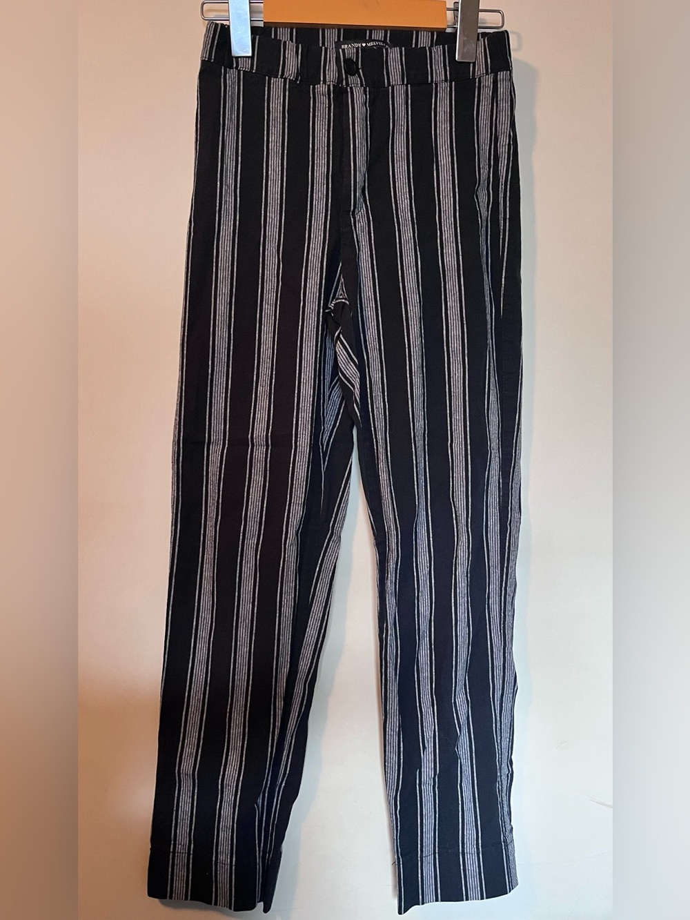 🖤 Brandy Melville Tilden Vertical Striped Straight-Leg Pants – Black & White
